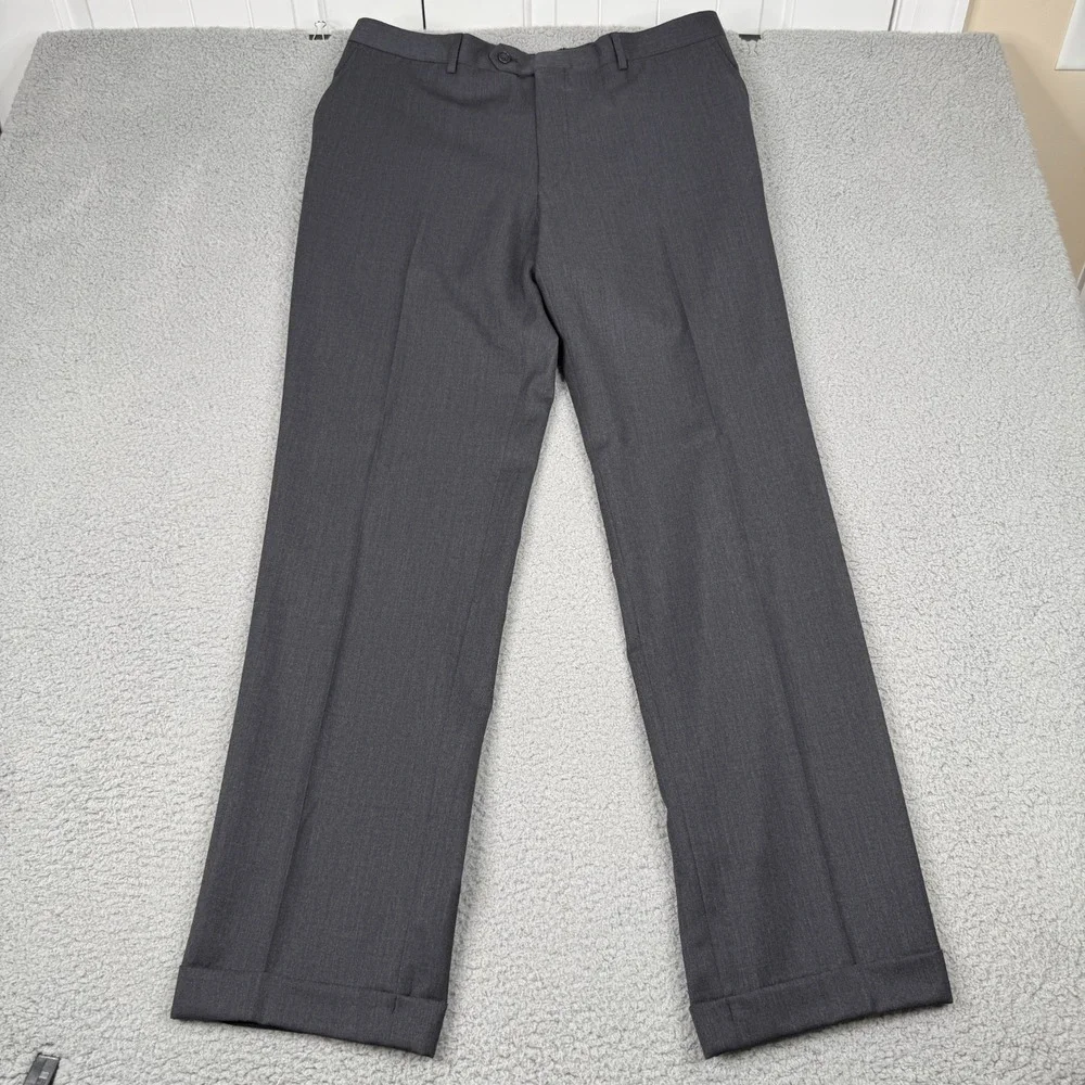 Jos A Bank Executive Suit Mens 44L 38W Charcoal Gray 100% Wool Tailored Fit